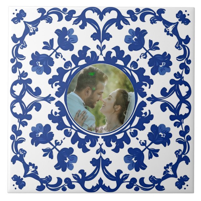 Azulejo Azul Índigo Lisboa portugués foto (Frente)