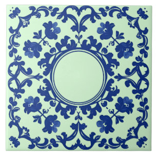 Azulejo Azul Índigo Portugués Lisboa Botánico