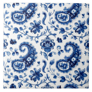 Azulejo Azul Índigo Portugués Lisboa Botánico