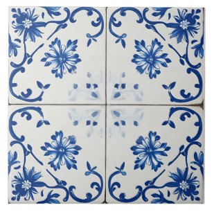 Azulejo Azul Índigo Portugués Lisboa Botánico