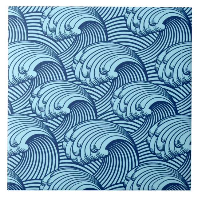 Azulejo Azul japonés de las ondas, de la marina de guerra (Frente)