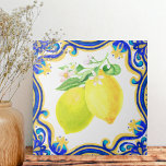 Azulejo Azul limón mediterráneo español<br><div class="desc">Azulejos de cerámica azul amarillo limón mediterráneo español</div>