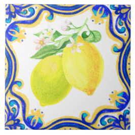 Azulejo Azul limón mediterráneo español