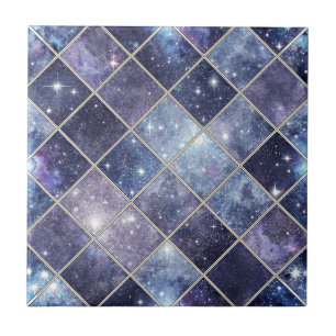 Azulejo Azul Marino Celestial Diamante Enrejado Estrella