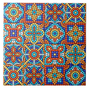 Azulejo Azul Marino Verde Teal Blanco Rojo Mármol Mosaico 