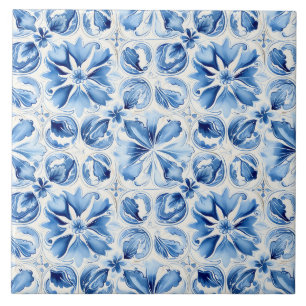 Azulejo Azul Mediterráneo Ornamentado