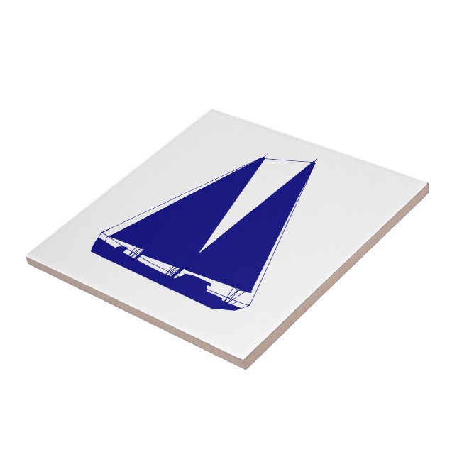 Azulejo Azul Naval En Barco Blanco De La Costa (Lado)