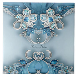 Azulejo Azul Ornate Floral Cerámica Tile