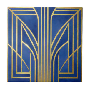 Azulejo Azul Real Oro Art Deco