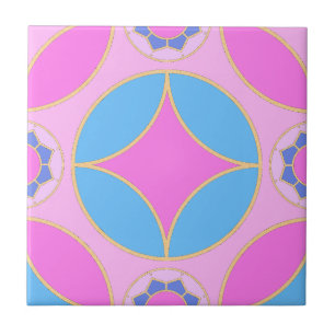 Azulejo azul rosa - patrón de Deco clásico