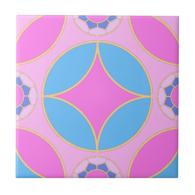 Azulejo azul rosa - patrón de Deco clásico (Frente)