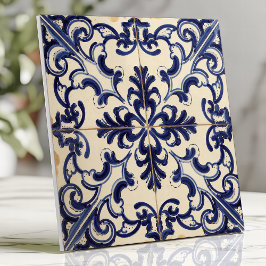 Azulejo Azul Rústico y Blanco Majolica