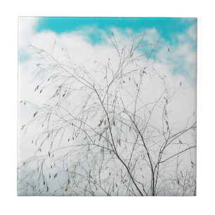Azulejo Azul Turquesa Claro Pastel Pálido Ramas De Árbol C