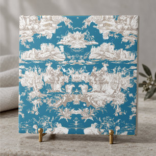 Azulejo Azul turquesa vintage monograma toile de jouy