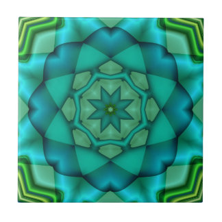 Azulejo Azul Verde Fractal Arte Cerámica Tile