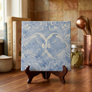 Azulejo Azul Vintage Deteriorado Blanqueado con Aspecto de
