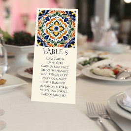 Azulejo azul vintage Talavera boda número de tabla