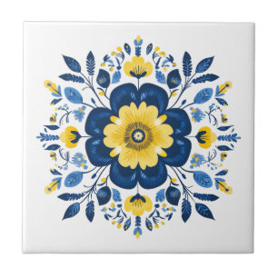 Azulejo Azul y Amarillo Floral