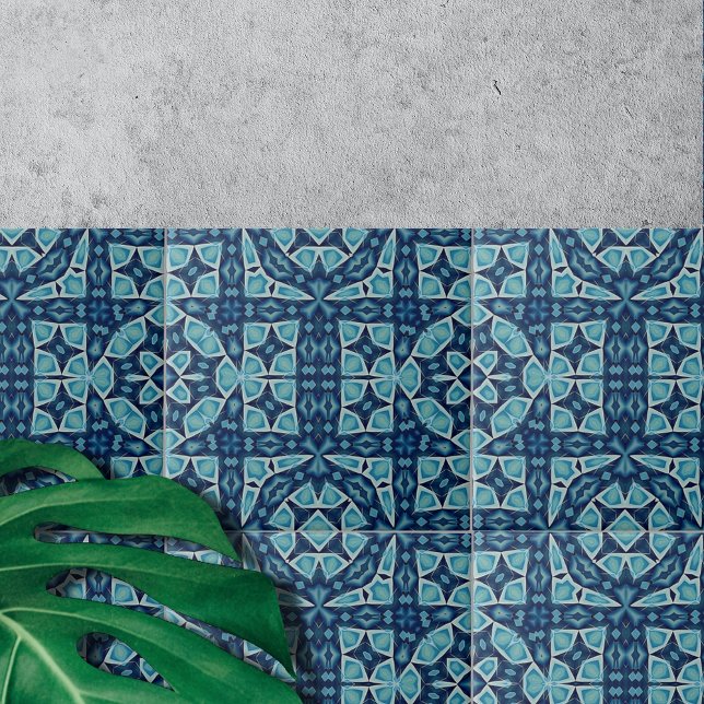 Azulejo Azul y añil simétrico intrincado (Subido por el creador)