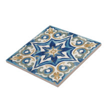 Azulejo azul y beige mosaico vintage a granel