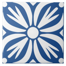 Azulejo Azul y blanco abstracto floral geométrico 