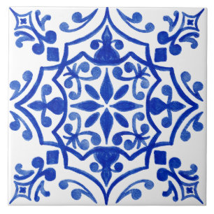 Azulejo Azul y blanco color de agua mediterráneo