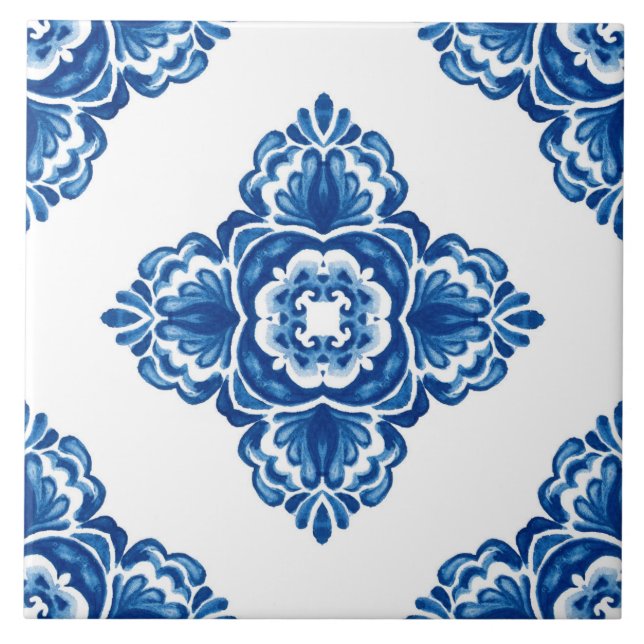Azulejo azul y blanco decorativo (Frente)