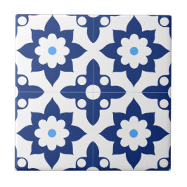 Azulejo Azul y blanco floral Geométrico
