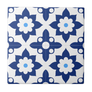 Azulejo Azul y blanco floral Geométrico
