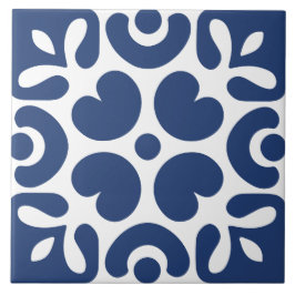 Azulejo Azul y blanco floral geométrico abstracto 
