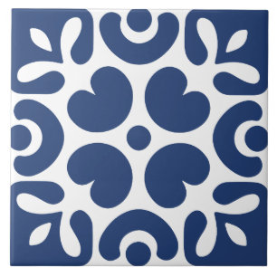 Azulejo Azul y blanco floral geométrico abstracto 