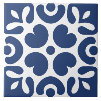 Azulejo Azul y blanco floral geométrico abstracto 