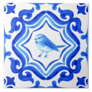 Azulejo Azul y blanco Italiano Pintado a Mano Mediterráneo