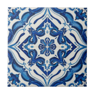 Azulejo azul y blanco mosaico vintage a granel