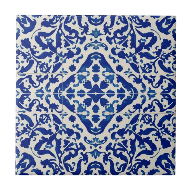 Azulejo azul y blanco mosaico vintage a granel (Frente)