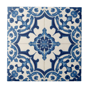 Azulejo azul y blanco mosaico vintage a granel