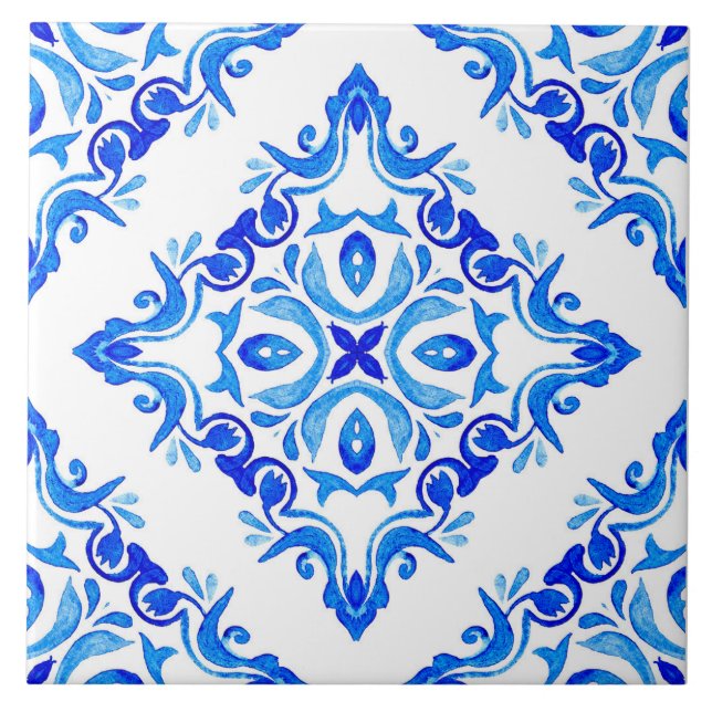 Azulejo Azul y blanco rusos mediterráneos (Frente)