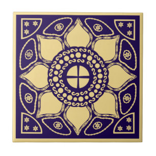 Azulejo Azul y oro