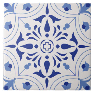 Azulejo Azure Bloom Cross