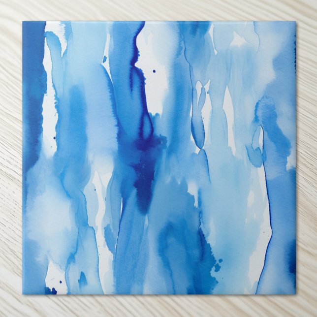 Azulejo Azure Blue Watercolor Abstract Waves (Subido por el creador)