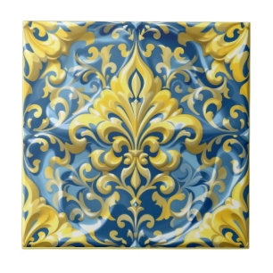 Azulejo Azure Gold Damask