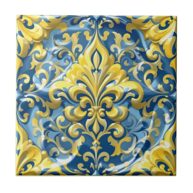 Azulejo Azure Gold Damask (Frente)