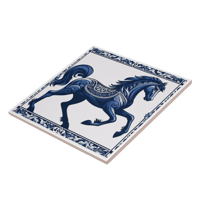 Azulejo Azure Sapphire Steed: Diseño Floral (Lado)