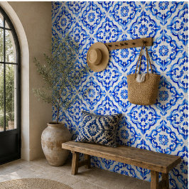 Azulejo Azure Tides Hand Painted Blue Watercolor Mosaic
