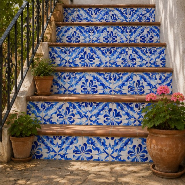 Azulejo Azure Waves Watercolor Blue Ornamental Mosaic   (Subido por el creador)