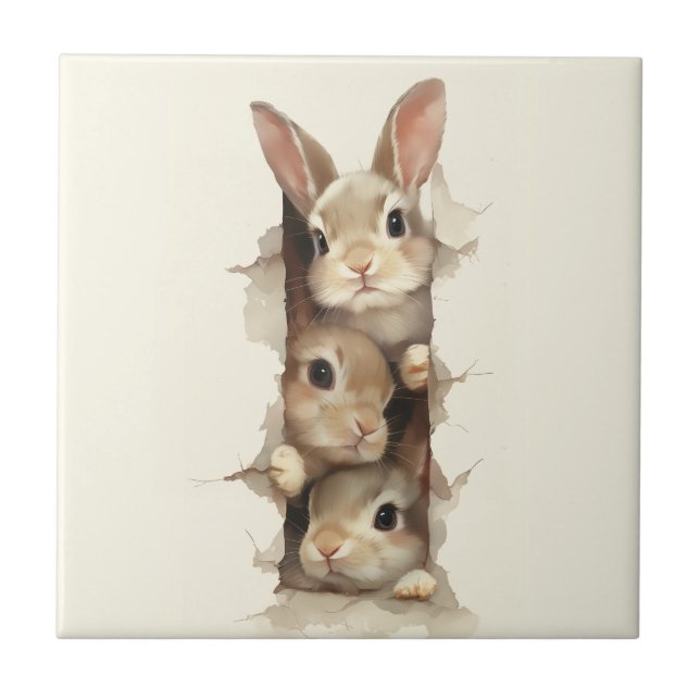 Azulejo B3 Three Bunnies 3D Illusion  (Frente)