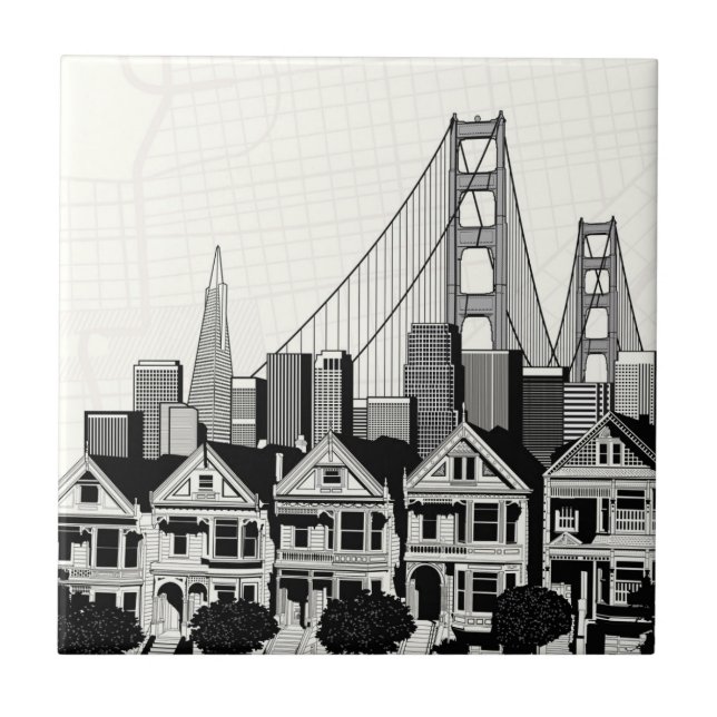 Azulejo B&W San Francisco California (Frente)