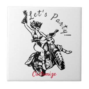 Azulejo Babe de motociclista negro Thunder_Cove