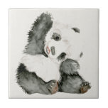 Azulejo Baby Panda | Cute y Furry<br><div class="desc">Esta acuarela tiene un oso de panda suave  | Por Melissa Wang</div>