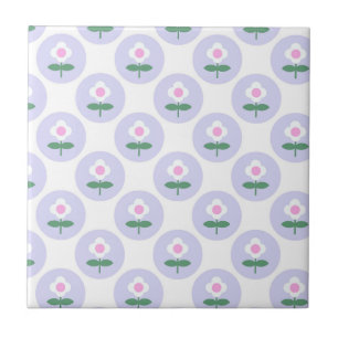 Azulejo Baby Shower morado de flores de margarita en Fiest